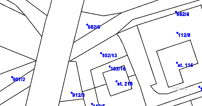 Parcela st. 102/13 v KÚ Březová u Vítkova, Katastrální mapa