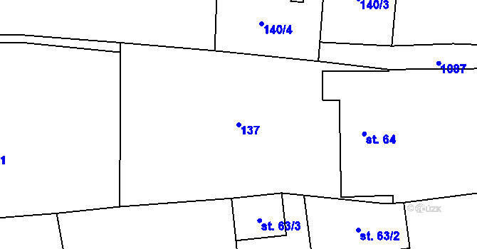 Parcela st. 137 v KÚ Březová u Vítkova, Katastrální mapa