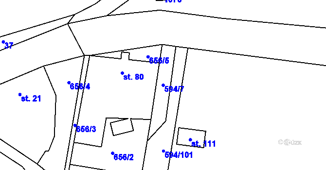 Parcela st. 594/7 v KÚ Březová u Vítkova, Katastrální mapa
