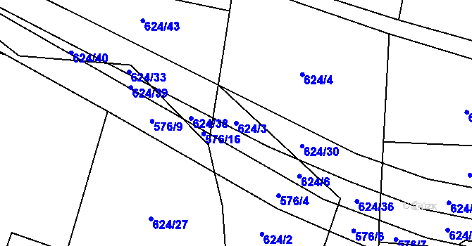 Parcela st. 624/3 v KÚ Březová u Vítkova, Katastrální mapa