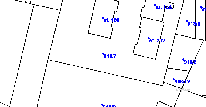 Parcela st. 918/7 v KÚ Březová u Vítkova, Katastrální mapa