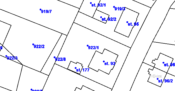 Parcela st. 922/1 v KÚ Březová u Vítkova, Katastrální mapa