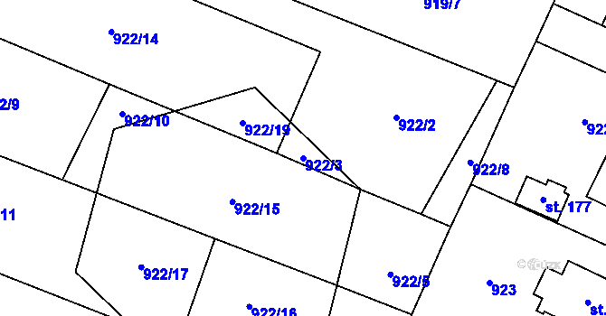 Parcela st. 922/3 v KÚ Březová u Vítkova, Katastrální mapa
