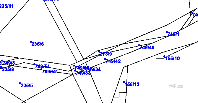 Parcela st. 273/9 v KÚ Březová u Vítkova, Katastrální mapa