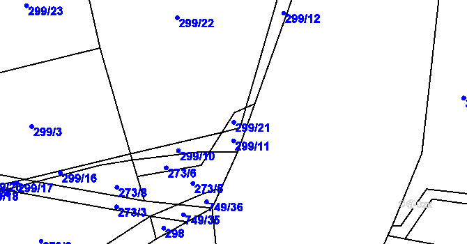 Parcela st. 299/21 v KÚ Březová u Vítkova, Katastrální mapa