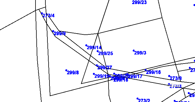 Parcela st. 299/25 v KÚ Březová u Vítkova, Katastrální mapa