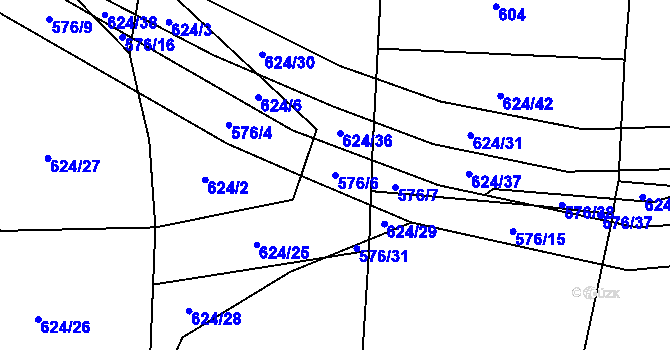 Parcela st. 576/6 v KÚ Březová u Vítkova, Katastrální mapa