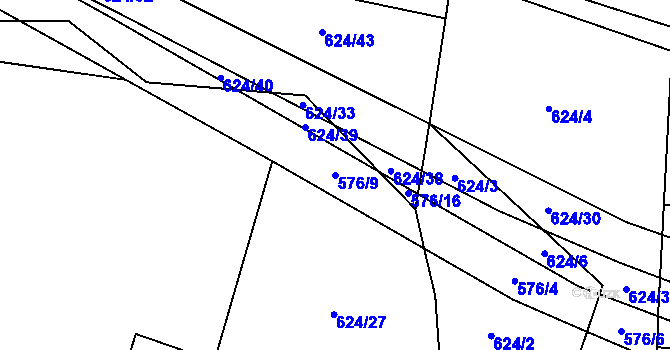Parcela st. 576/9 v KÚ Březová u Vítkova, Katastrální mapa