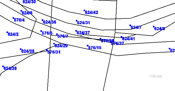 Parcela st. 576/15 v KÚ Březová u Vítkova, Katastrální mapa