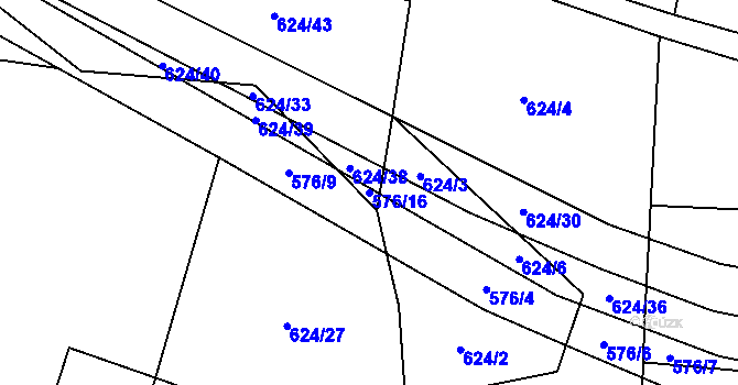 Parcela st. 576/16 v KÚ Březová u Vítkova, Katastrální mapa