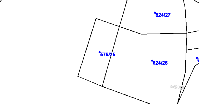 Parcela st. 576/25 v KÚ Březová u Vítkova, Katastrální mapa