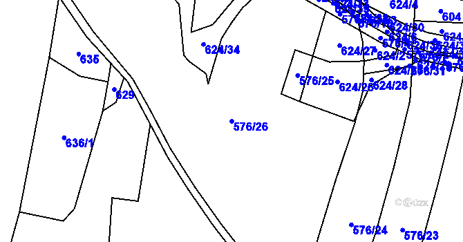 Parcela st. 576/26 v KÚ Březová u Vítkova, Katastrální mapa