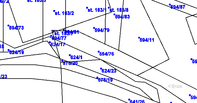 Parcela st. 594/76 v KÚ Březová u Vítkova, Katastrální mapa