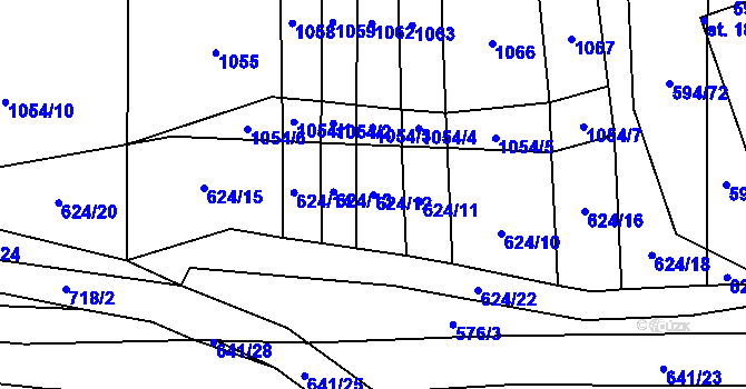 Parcela st. 624/12 v KÚ Březová u Vítkova, Katastrální mapa