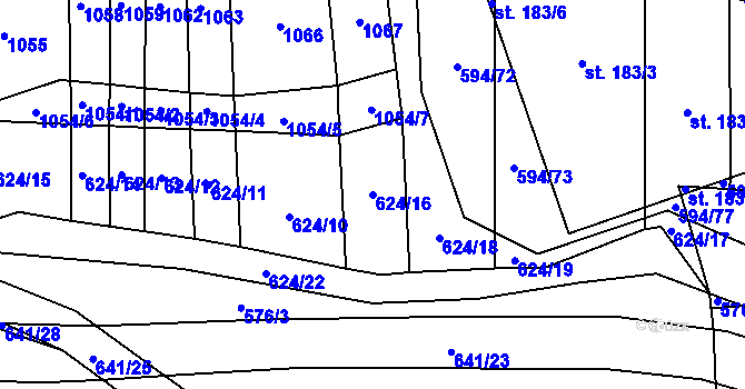 Parcela st. 624/16 v KÚ Březová u Vítkova, Katastrální mapa