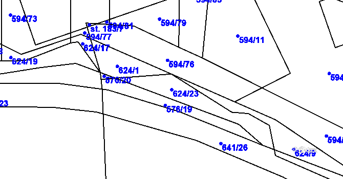Parcela st. 624/23 v KÚ Březová u Vítkova, Katastrální mapa