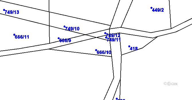 Parcela st. 666/10 v KÚ Březová u Vítkova, Katastrální mapa