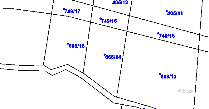 Parcela st. 666/14 v KÚ Březová u Vítkova, Katastrální mapa