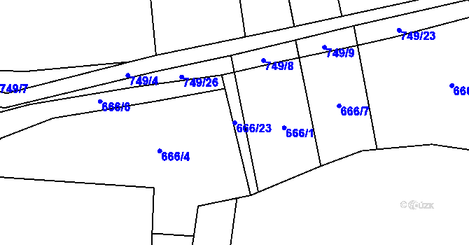 Parcela st. 666/23 v KÚ Březová u Vítkova, Katastrální mapa
