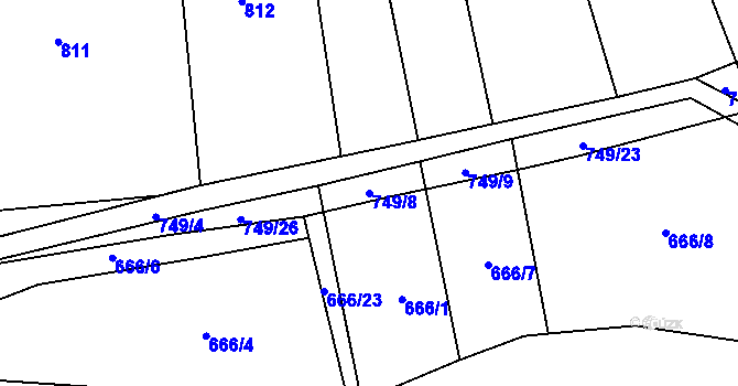 Parcela st. 749/8 v KÚ Březová u Vítkova, Katastrální mapa