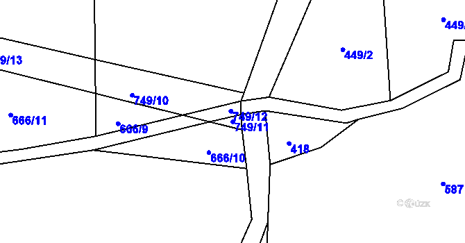 Parcela st. 749/11 v KÚ Březová u Vítkova, Katastrální mapa