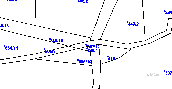 Parcela st. 749/12 v KÚ Březová u Vítkova, Katastrální mapa