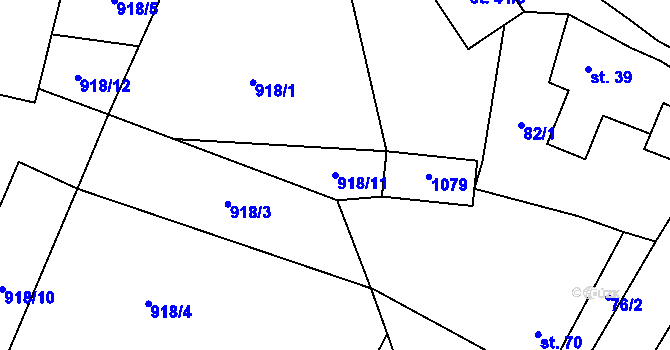Parcela st. 918/11 v KÚ Březová u Vítkova, Katastrální mapa