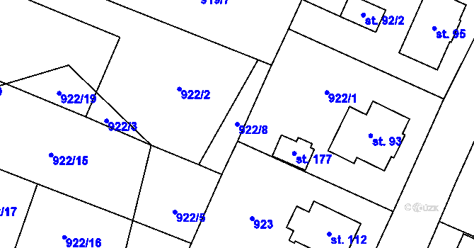 Parcela st. 922/8 v KÚ Březová u Vítkova, Katastrální mapa