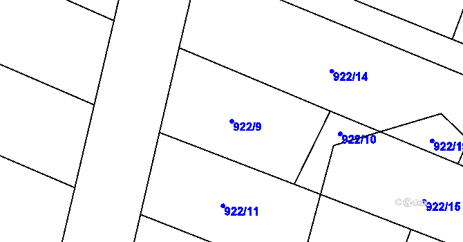 Parcela st. 922/9 v KÚ Březová u Vítkova, Katastrální mapa