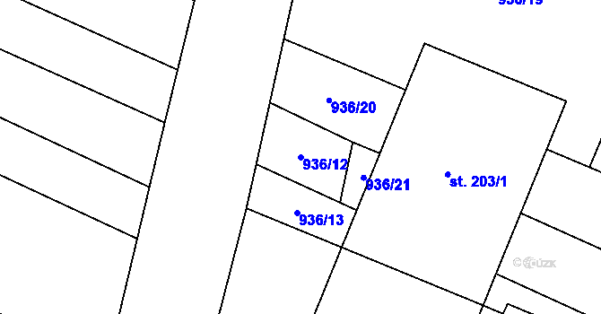 Parcela st. 936/12 v KÚ Březová u Vítkova, Katastrální mapa