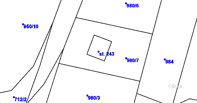 Parcela st. 243 v KÚ Březová u Vítkova, Katastrální mapa