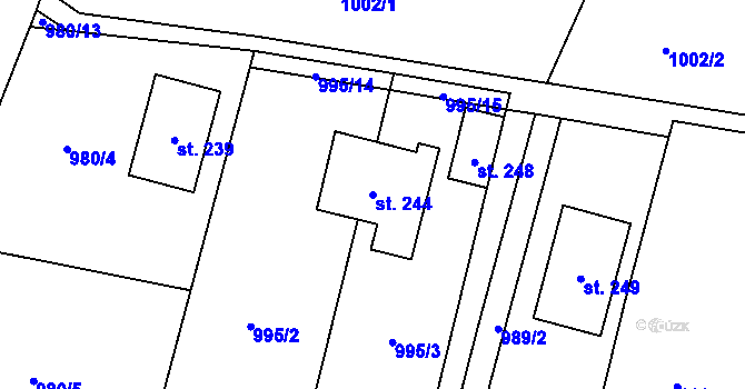 Parcela st. 244 v KÚ Březová u Vítkova, Katastrální mapa