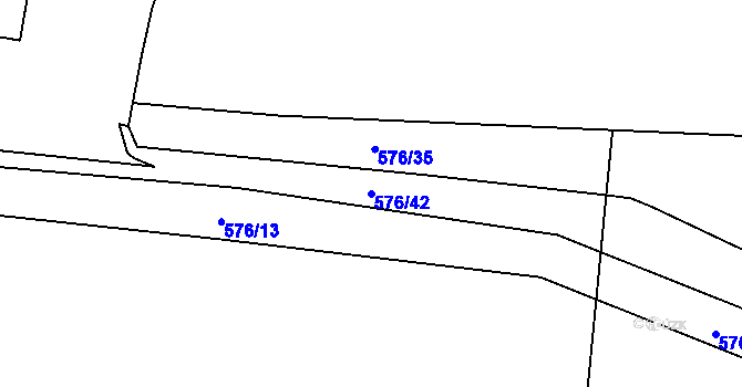 Parcela st. 576/42 v KÚ Březová u Vítkova, Katastrální mapa