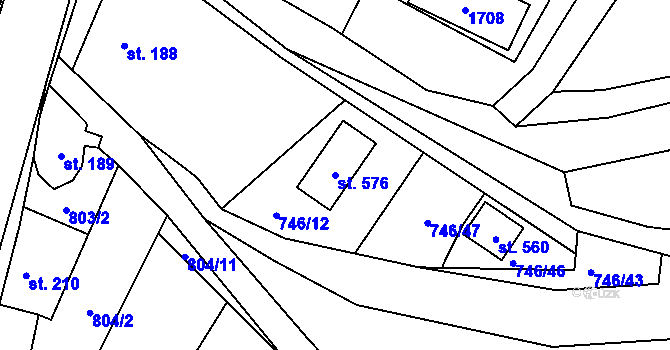Parcela st. 576 v KÚ Březová nad Svitavou, Katastrální mapa
