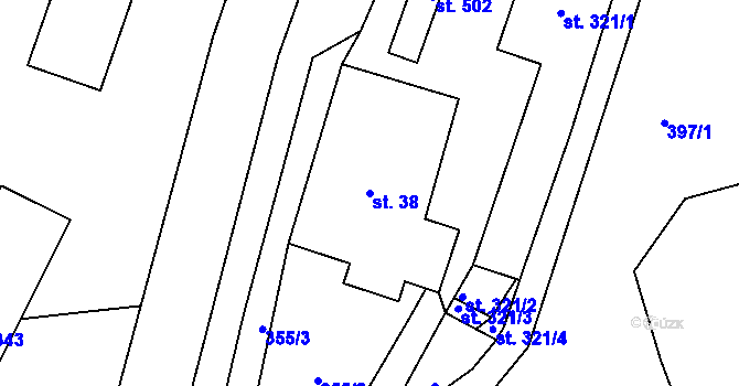 Parcela st. 38 v KÚ Březová nad Svitavou, Katastrální mapa