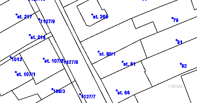 Parcela st. 80/1 v KÚ Březová nad Svitavou, Katastrální mapa