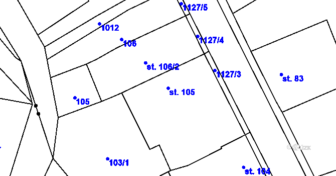 Parcela st. 105 v KÚ Březová nad Svitavou, Katastrální mapa