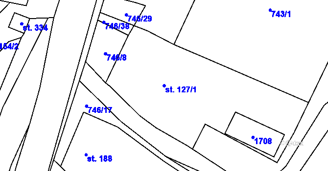 Parcela st. 127/1 v KÚ Březová nad Svitavou, Katastrální mapa