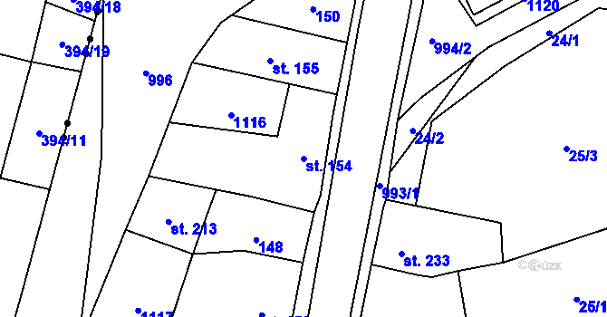 Parcela st. 154 v KÚ Březová nad Svitavou, Katastrální mapa