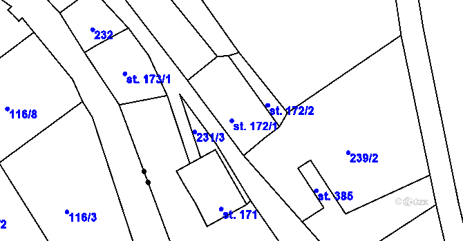 Parcela st. 172/1 v KÚ Březová nad Svitavou, Katastrální mapa