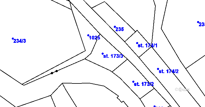 Parcela st. 173/3 v KÚ Březová nad Svitavou, Katastrální mapa