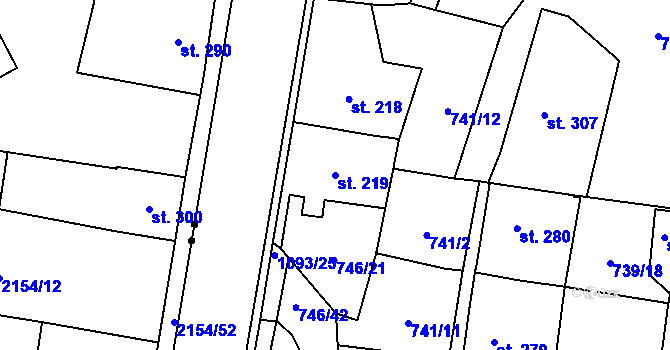 Parcela st. 219 v KÚ Březová nad Svitavou, Katastrální mapa