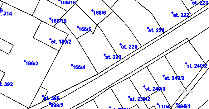 Parcela st. 220 v KÚ Březová nad Svitavou, Katastrální mapa