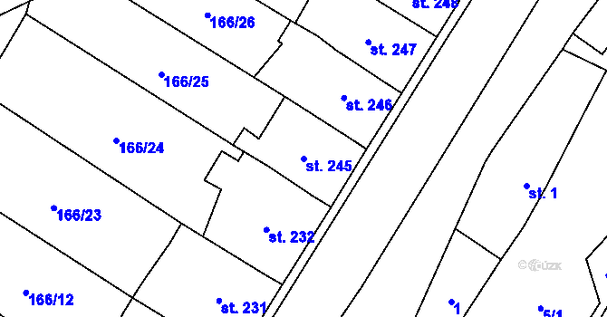 Parcela st. 245 v KÚ Březová nad Svitavou, Katastrální mapa