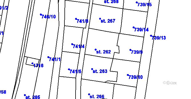 Parcela st. 262 v KÚ Březová nad Svitavou, Katastrální mapa
