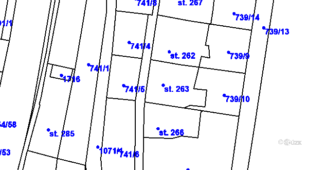 Parcela st. 263 v KÚ Březová nad Svitavou, Katastrální mapa