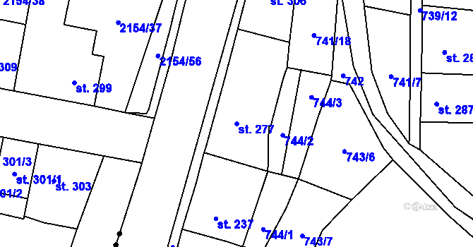 Parcela st. 277 v KÚ Březová nad Svitavou, Katastrální mapa