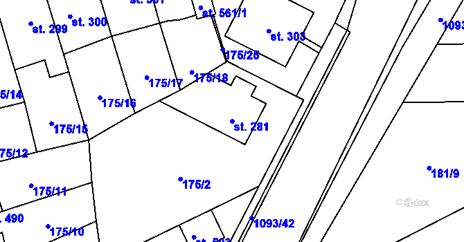 Parcela st. 281 v KÚ Březová nad Svitavou, Katastrální mapa