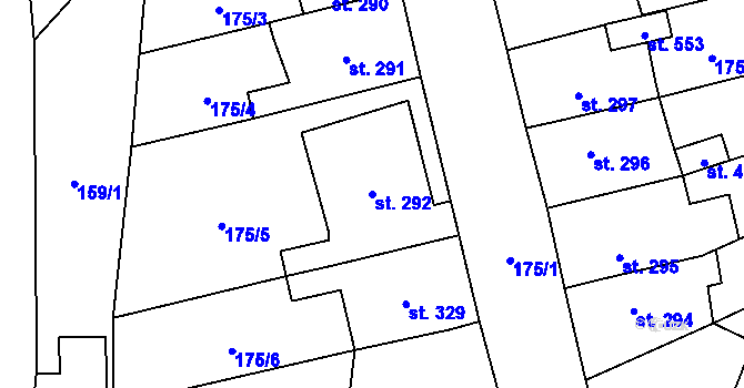 Parcela st. 292 v KÚ Březová nad Svitavou, Katastrální mapa