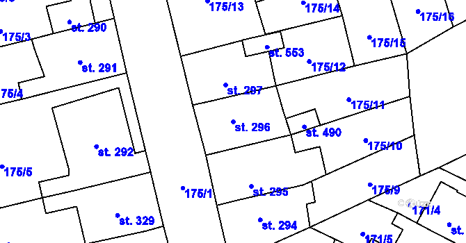 Parcela st. 296 v KÚ Březová nad Svitavou, Katastrální mapa